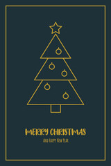 Christmas greeting card with tree. Vector