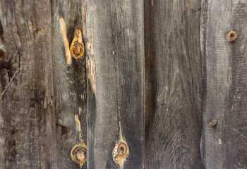 Texture of gray wooden old dry fence made of vertical planks