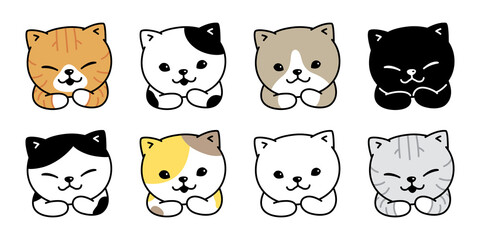 cat vector kitten calico icon pet cartoon character symbol scarf illustration doodle design