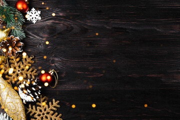 New Year's background on a dark board