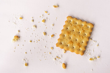 Cookies on a white background. Close-up. Cookie texture. Crackers. Cookie crumbs. Isolate