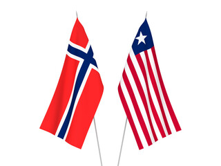 Fototapeta na wymiar Norway and Liberia flags