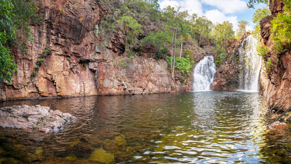 Fototapeta na wymiar The swimming holes at Florence Falls are among the most visited tourist attractions of Litchfield National Park in Australia's Northern Territory. 