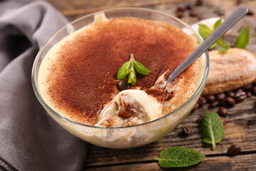tiramisu cake in bowl- italian dessert