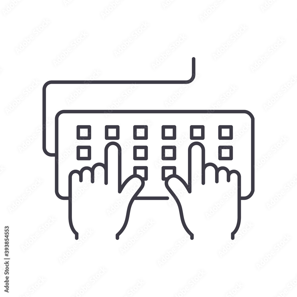 Fototapete Data entry icon, linear isolated illustration, thin line vector, web design sign, outline concept symbol with editable stroke on white background.