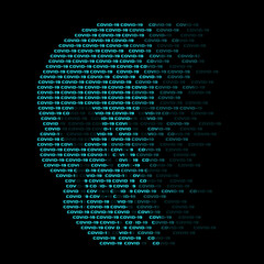 blue skull sign with abstract COVID-19 text on black background vector design