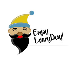Santa Claus hat and beard template - vector illustration,funny cartoon illusionist