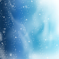 Falling snow isolated on blue background. For greeting card merry christmas, web site, poster, placard and wallpaper. Falling snow background