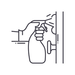 Desinfection icon, linear isolated illustration, thin line vector, web design sign, outline concept symbol with editable stroke on white background.