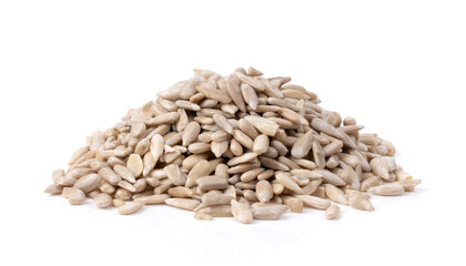 Shelled Sunflower Seeds on White Background