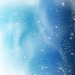 Falling snow isolated on blue background. For greeting card merry christmas, web site, poster, placard and wallpaper. Falling snow background