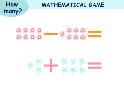mathematical examples of addition and subtraction. educational page for children. sea world - Powered by Adobe