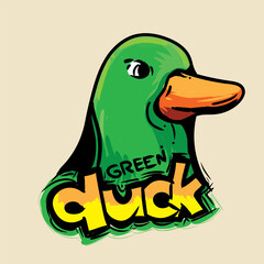 GREEN DUCK vector illustration