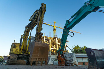 Fototapeta na wymiar Photos of construction makro loaders