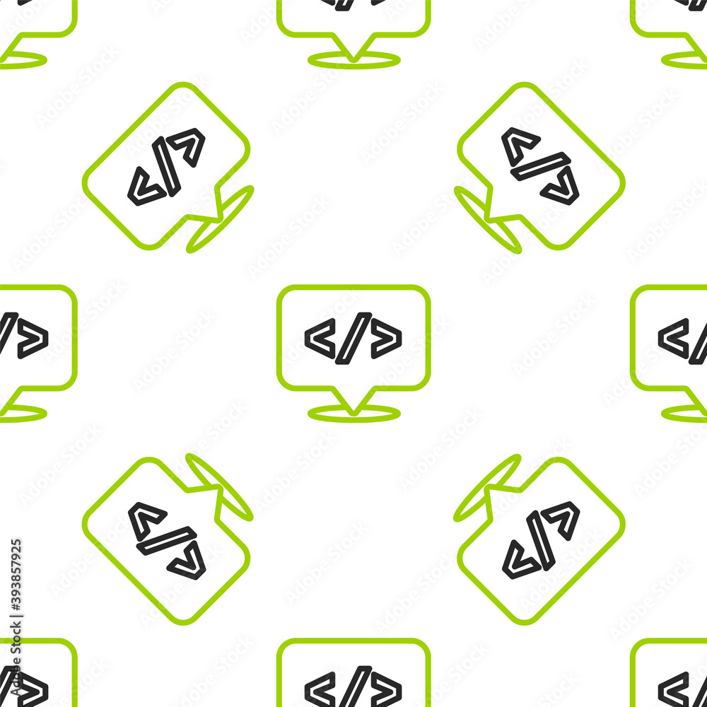 Wall mural line web design and front end development icon isolated seamless pattern on white background. vector