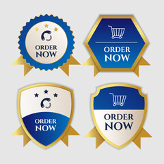Obraz premium Collection of order now stickers. - Vector.