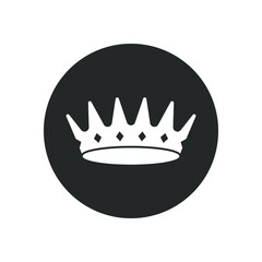 Crown graphic icon. Corona sign in the circle isolated on white background. Royal symbol. Vector illustration