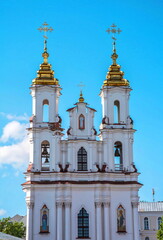 Towers of the Church of the Transfiguration in the Gothic style in the city of Vitebsk
