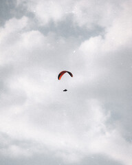 This is a minimalist photo of a parachuting person.