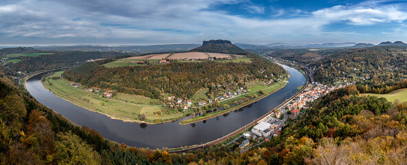 Blick von Festung Königstein auf die Elbe.