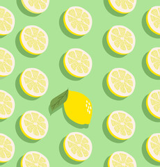 Summer slice of a lemon fruits for fabric seamless pattern
