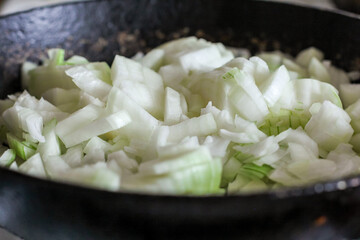 onion in a frying pan