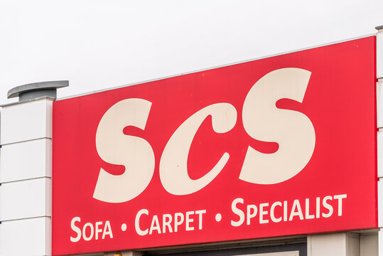 Northampton, UK - Oct 26, 2017: SCS Sofa Carpet Specialist Logo in Nene Valley Retail Park.