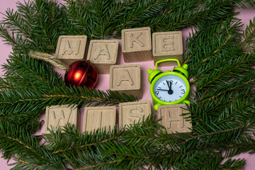 make a wish wish list desktop background New year holiday dream  wooden letters checklist
