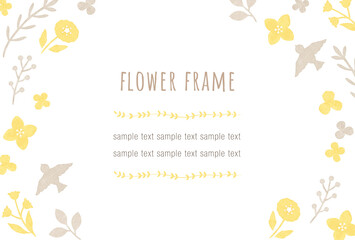 花と葉っぱのナチュラルフレーム