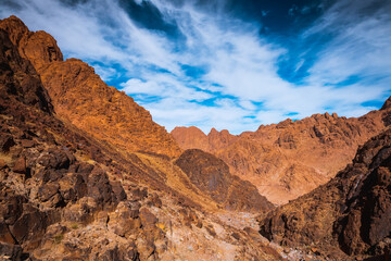Mountain in arid Sinai desert Egypt Africa