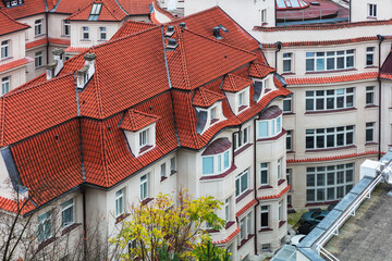 tile roofs of old city. Prague, Czech republic