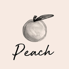 Aquarelle Hand drawn of peach illustration.