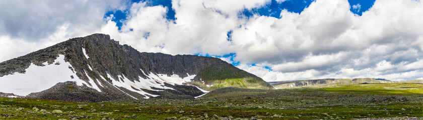 mountain range in the subpolar urals on a summer day