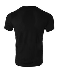 Black men's t-shirt isolated on white. Sports clothing