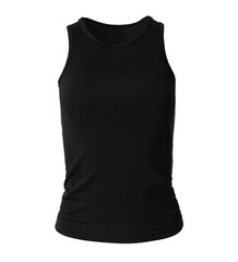 Black women's top isolated on white. Sports clothing