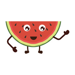 Obraz premium Cute Watermelon character, Watermelon cartoon vector illustration