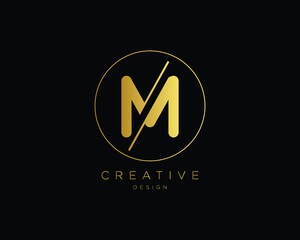 Creative and Minimalist Letter M Logo Design Icon, Editable in Vector Format in Black and White Color
