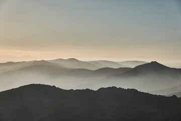 La Maliciosa, La Bola del Mundo, Navacerrada, La Pedriza, El Yelmo and the oak forests in autumn in the Sierra de Guadarrama National Park. Madrid's community. Spain