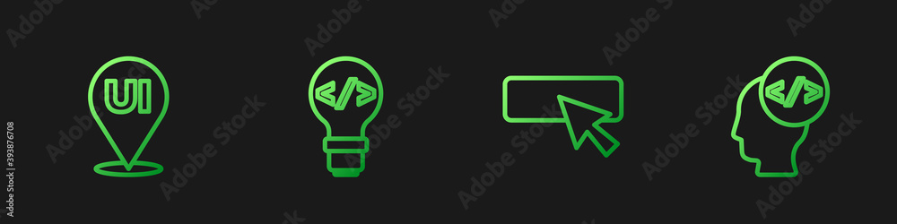 Wall mural set line ui or ux design, , front end development and . gradient color icons. vector.