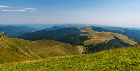 View from Oslea hill summit in Valcan mountains in Romania
