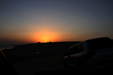 Sunset over sea landscape.