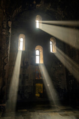Interior of Tatev Monastery, a 9th-century Armenian Apostolic monastery in Syunik Province.