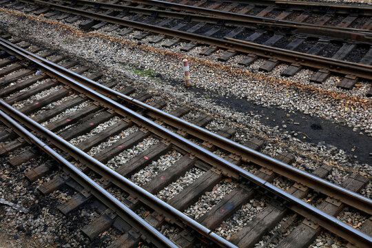 Close up photos of railway tracks