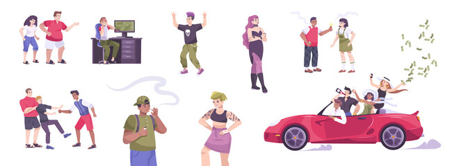 Troubled Teenagers Flat Icons