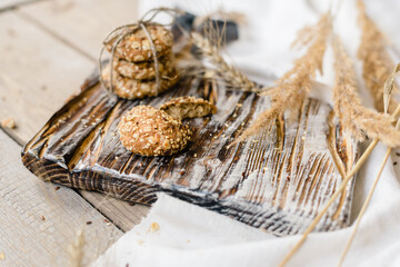 homemade oat cookies with sunflower seeds