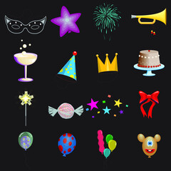 birthday icons set