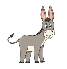 Fototapeta na wymiar funny donkey. vector illustration character in cartoon style. isolated on white background