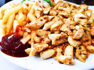Kebab of chicken and semolina in the oriental