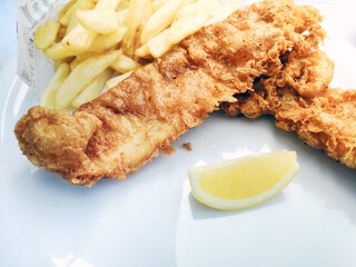 British, Traditional fish and chips and tartar sauce