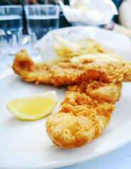 British, Traditional fish and chips and tartar sauce